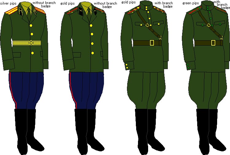 第二次大戦後のソ連軍の制服、階級章、兵科色 １９５８年式 Soviet 